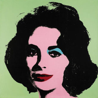 Andy Warhol, Liz #3 (Early Colored Liz) 1963, silkscreen ink and acrylic on canvas, 40 by 40 inches
