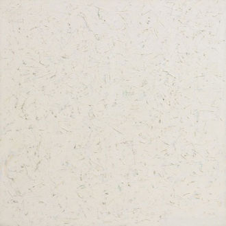 Robert Ryman: Untitled, 1961, oil on canvas, 48 3/4 inches square; courtesy of Sotheby
